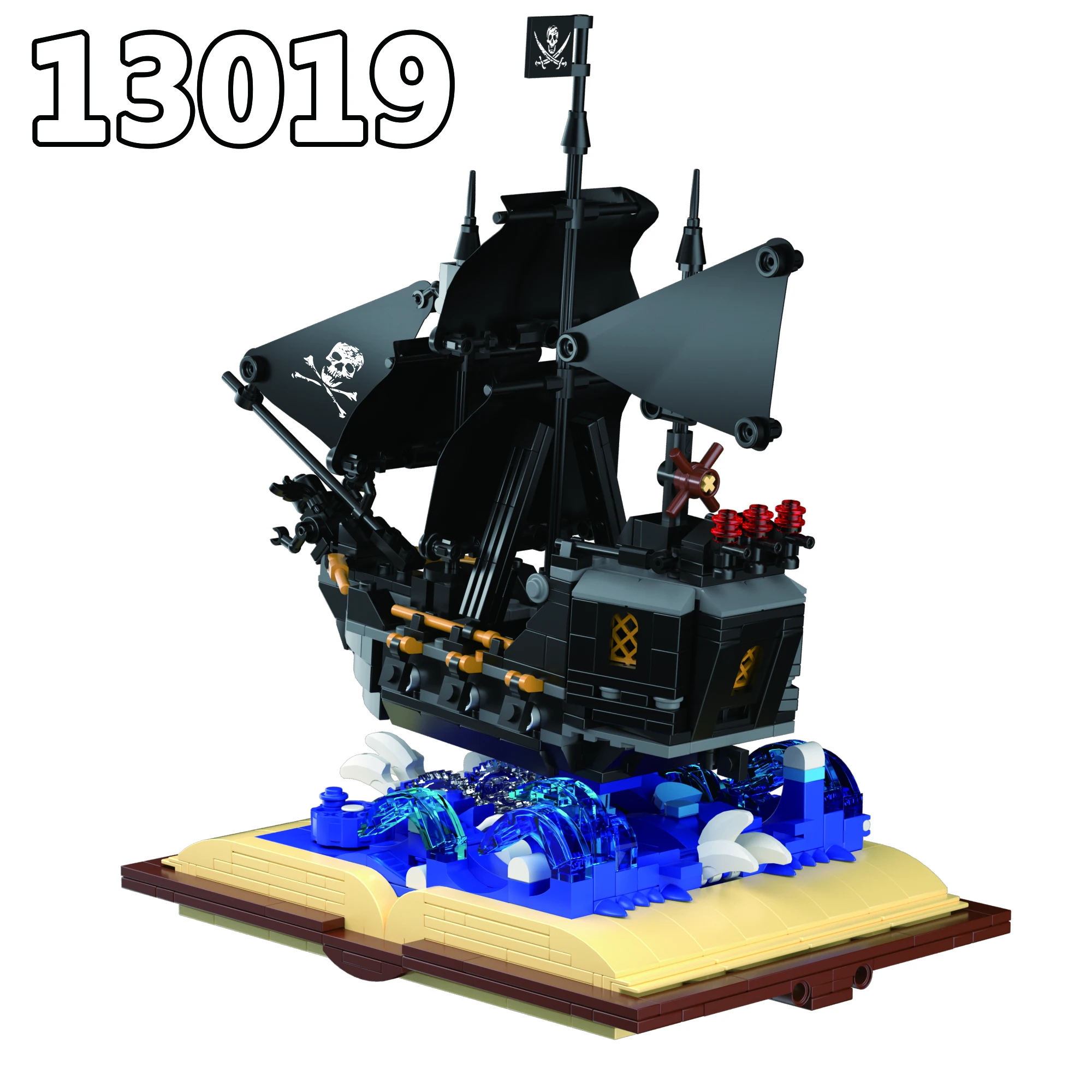 13019 919PCS Black Pearl Adyenture Ship Puzzle Building Blocks Set Action Figures Creative Educational Toys For Childrens