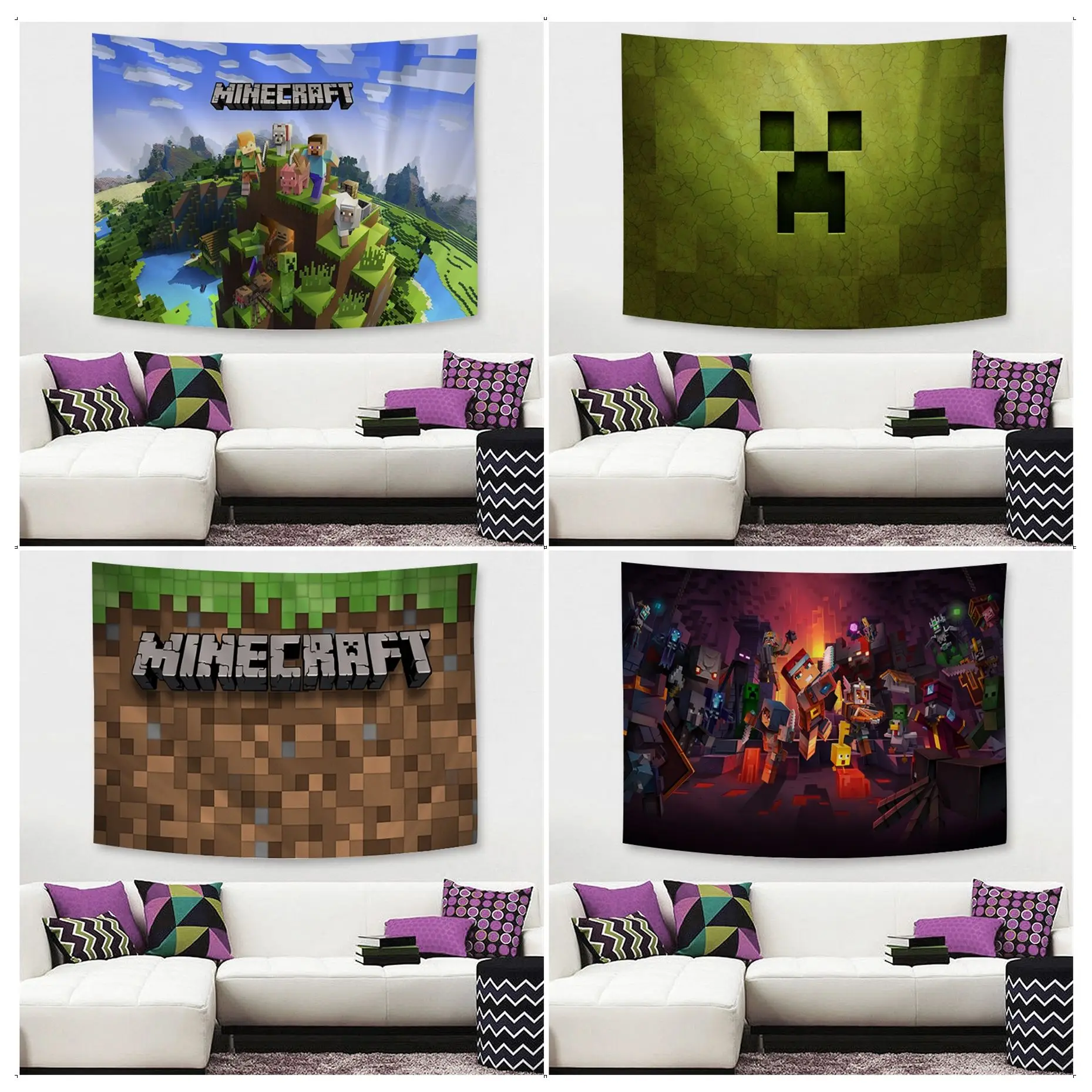 

Minecraft Ghast Fireball Tapestry Art Printing Art Science Fiction Room Home Decor Wall Art Decor
