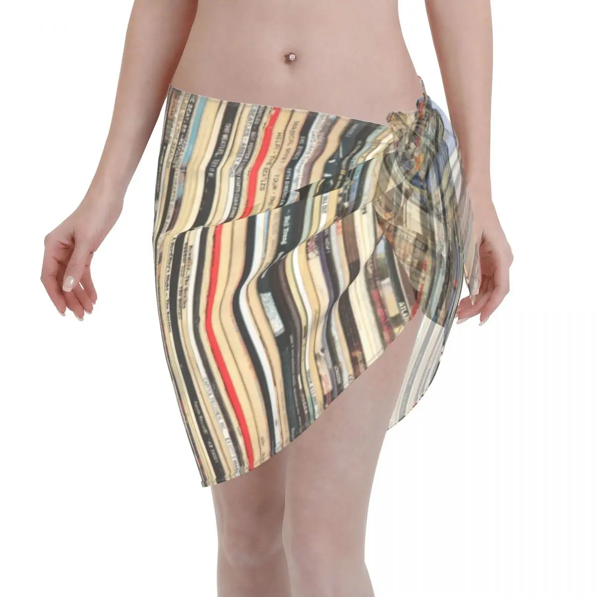 

Classic Record Women Beach Cover Up Wrap Chiffon Swimwear Pareo Sarong Beachwear Casual Stripes Bikini Cover-Ups Skirts Swimsuit