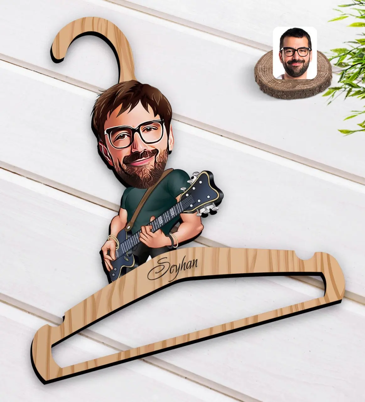 

Персонализированный мужской гитарист, карикатура на деревянное платье, асанитарные линии 1