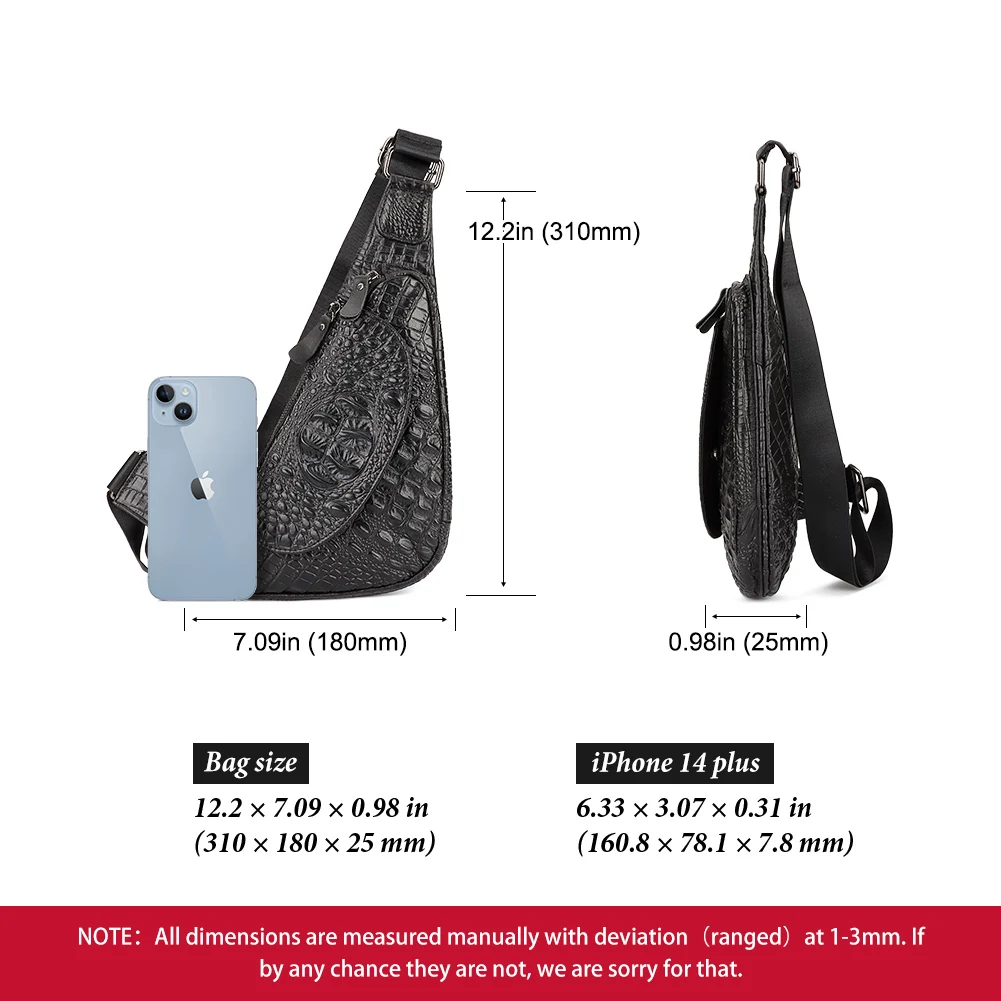 Crocodile Grain Waist Bag Genuine Leather Men's Chest Packs Luxury Quality Shoulder Bag Lightweight Travel Crossbody Bag for Men