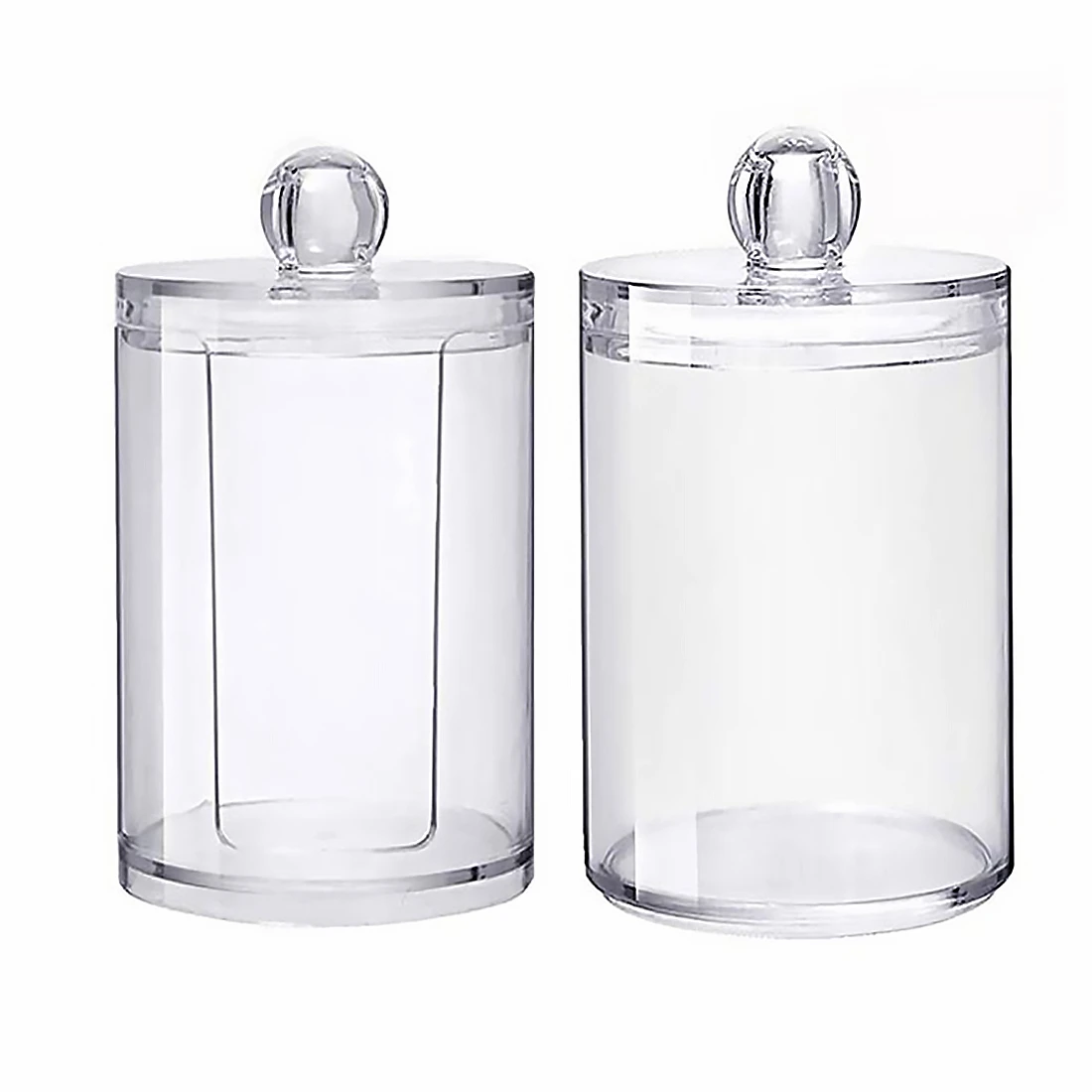 

Makeup Box Organizer Clear Stand Round Cotton Swab Toothpick Dispenser Holder Plastic Container for Bedroom Livingroom