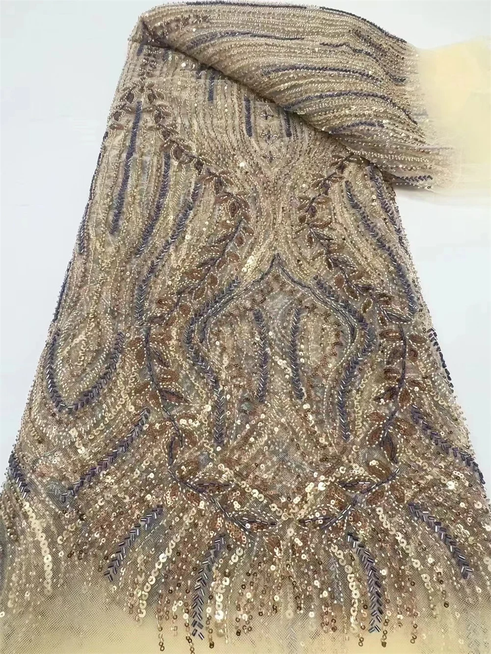 Модная Роскошная африканская кружевная ткань с блестками для жениха высокое