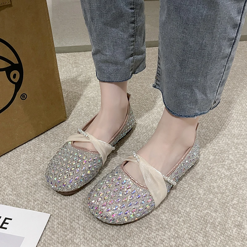 

Роскошная женская обувь на плоской подошве, модная дизайнерская женская обувь с бисером, женская свадебная обувь для банкета, новая женская обувь