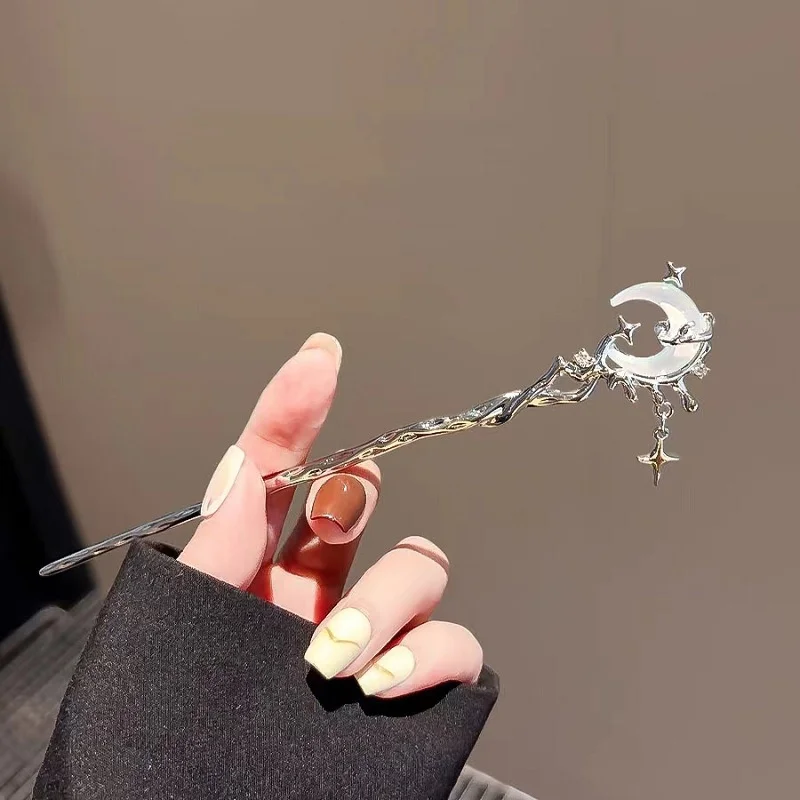 Винтажные палочки для волос с лунным камнем звездой и луной женщин девочек еды