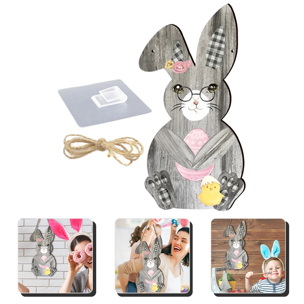 

Easter Sign Hanging Door Wall Plaque Welcome Wooden Rabbit Bunny Party Happy Wood Egg Chick Shaped Spring Board Favors