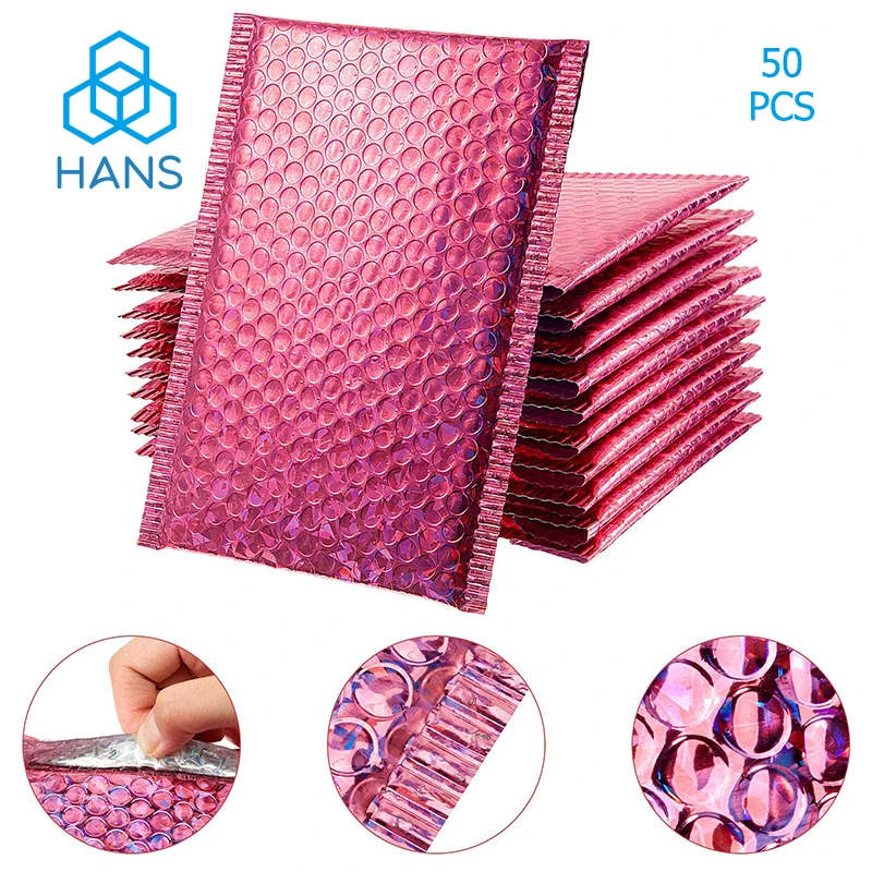 Bubble Mailers Bags 50PCS Self-Adhesive Envelope Clothes Cosmetics Packaging Resealable Plastic Loot Bags for Parcel Post