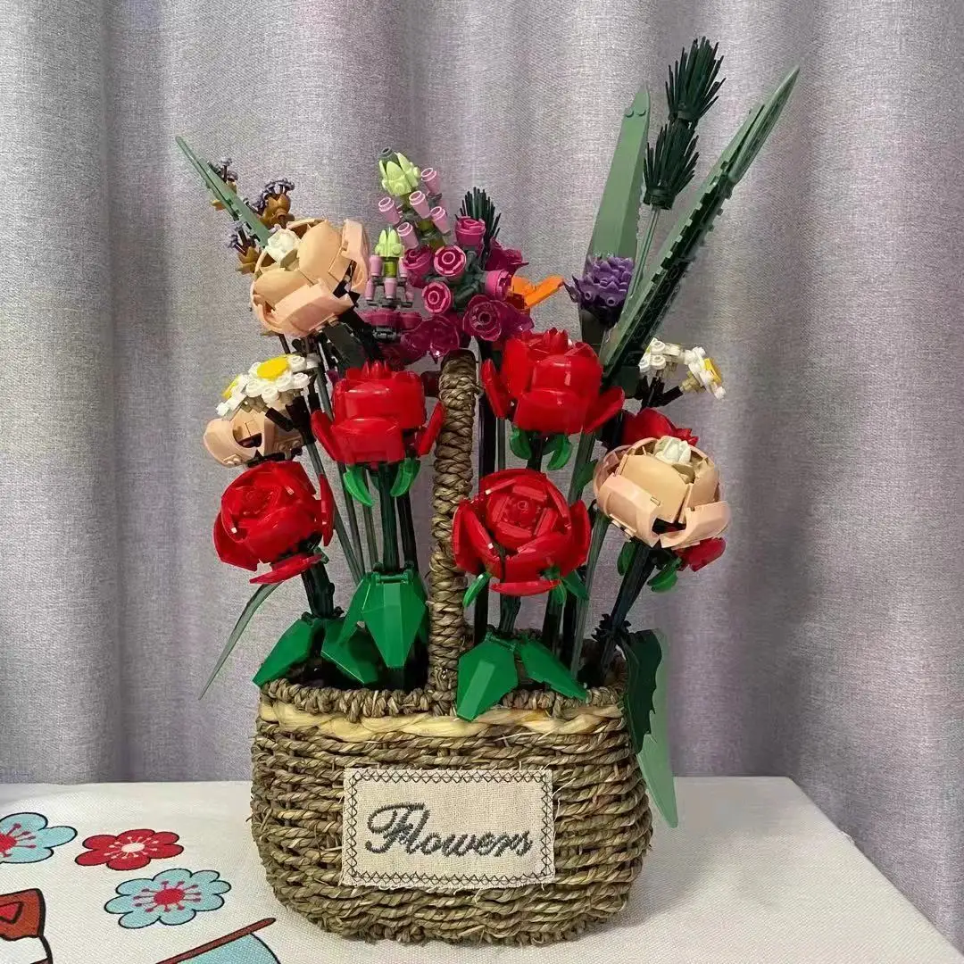 

Romantic Rose Flower Garden House Plant Assembly Building Blocks Classic Model Bricks Sets Kids Kit Gift