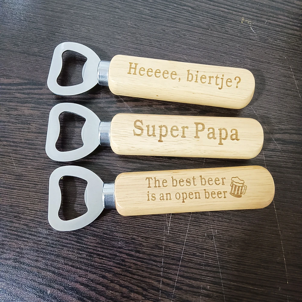 

Personalized Engraved Wood Bottle Opener, Customized Beer Opener, Wedding Favor, Party Souvenir, Wedding Gifts