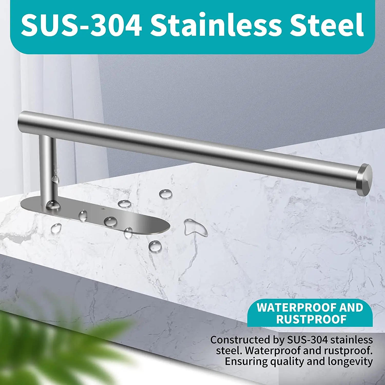 

2 Pakc Stainless Steel Paper Towel Holder Under Cabinet, Self Adhesive Wall Mount Paper Towel Holder for Kitchen