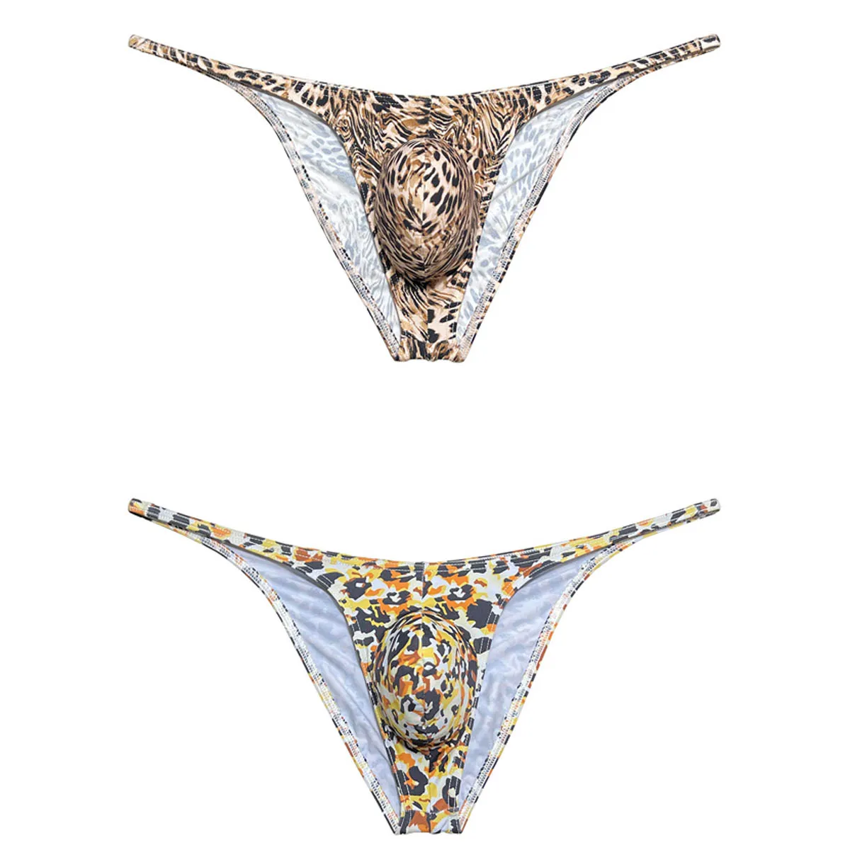 Мужские трусы-бикини с леопардовым принтом стринги низкой посадкой дерзкие