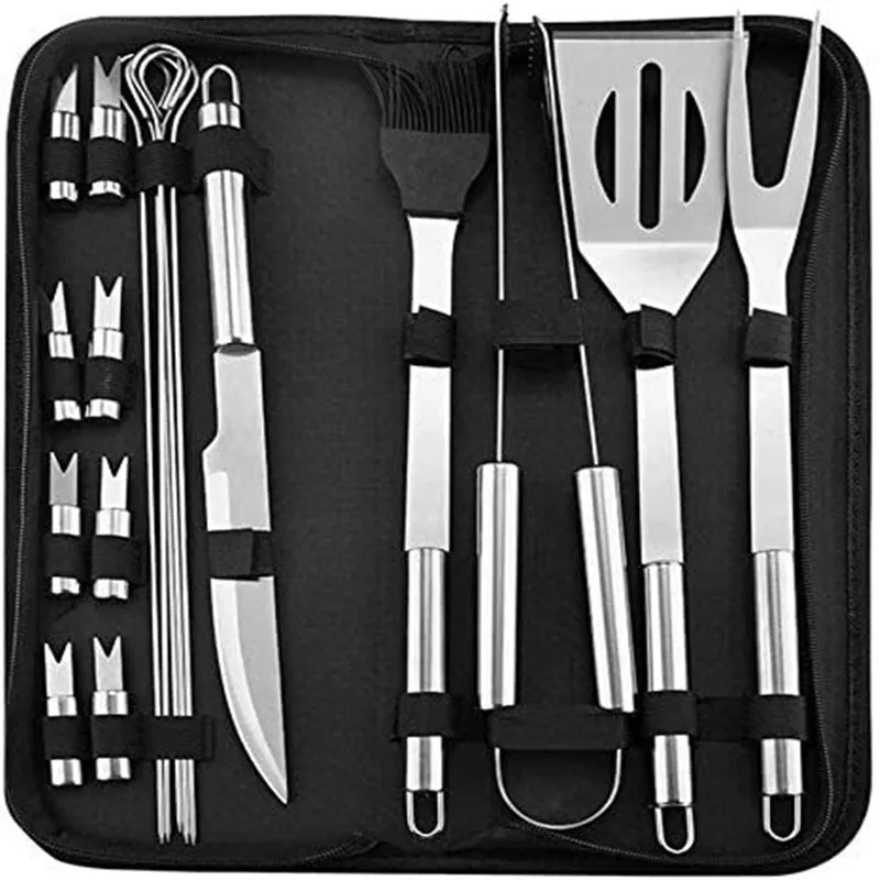 

Large,Heavy Duty BBQ Grill Tools Set,18-Pcs Stainless Steel Barbecue Grilling Accessories with Portable Bag,Best for Picnic BBQ