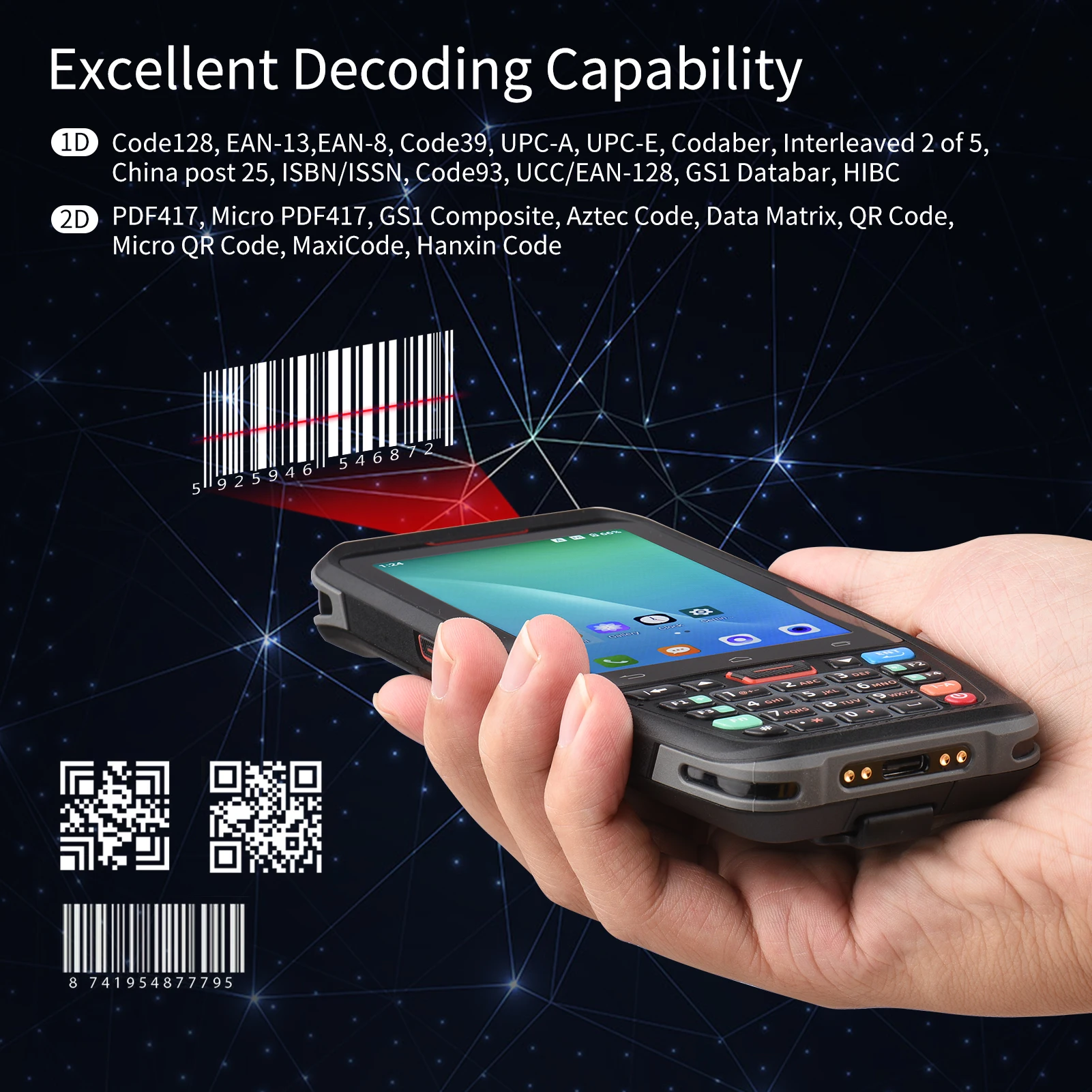Портативный терминал CD40 POS Android 10 0 PDA 1D/2D/QR сканер штрих-кода с поддержкой 2/3/4G WiFi BT