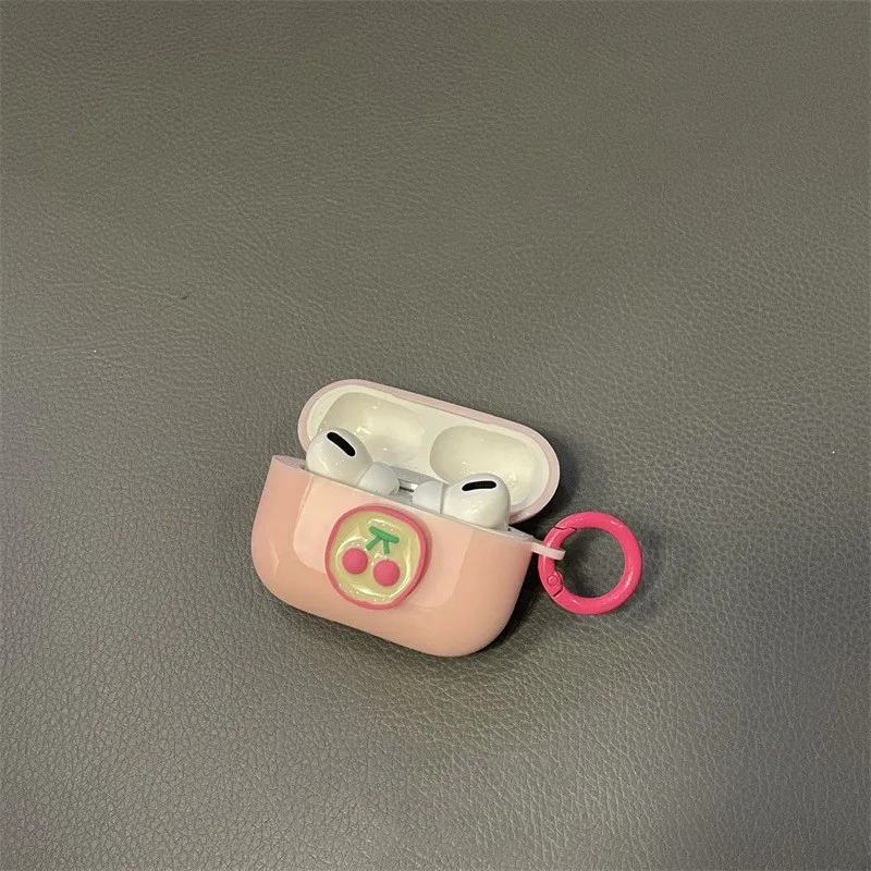 

Simple Pink Stereo Cherry Earphone Case Airpods1/2nd Generation Suitable Apple Bluetooth Pro Protector 3rdgeneration