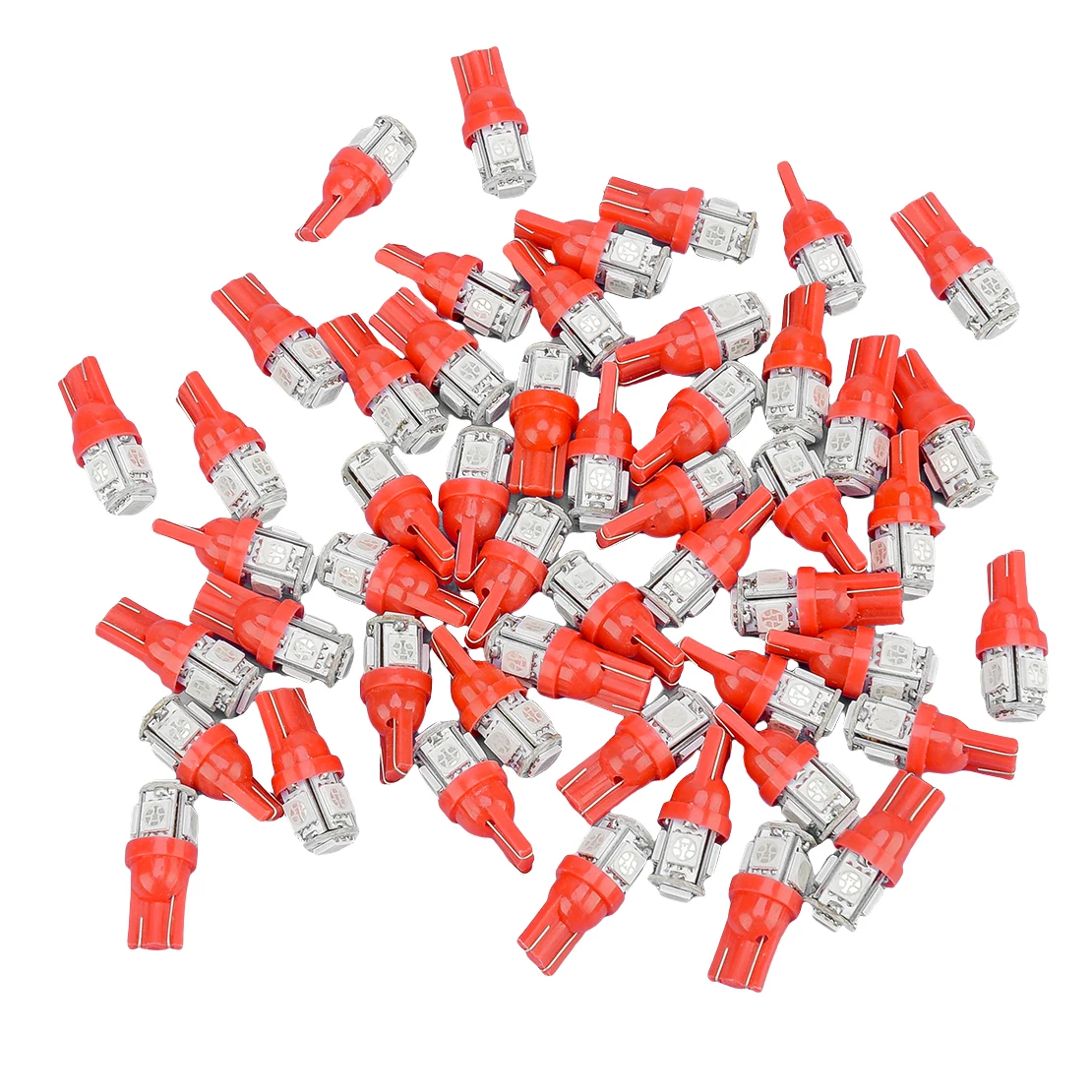 

50pcs/Set Red T10 Universal Car Auto Interior Turn Signal License Light Bulb Dome Map 5050 5SMD LED Lamp 12V