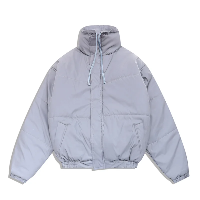 2022 Men Women Korean Style Fashion Winter Casual Warm Cropped Puffer Jackets Bubble Coat Solid Oversized Thicken Cotton Padded