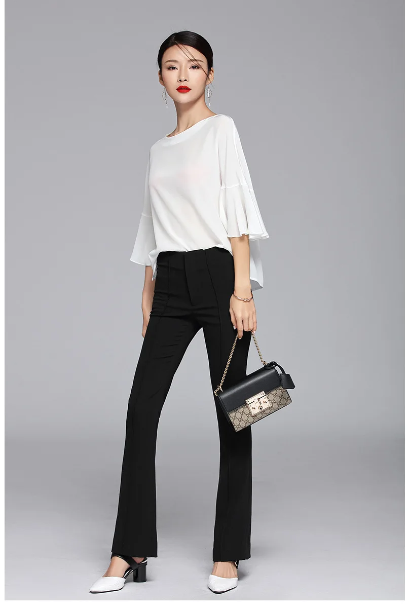 Birdsky 1 шт. Женские рубашки блузка рубашка свободный расклешенный рукав круглый