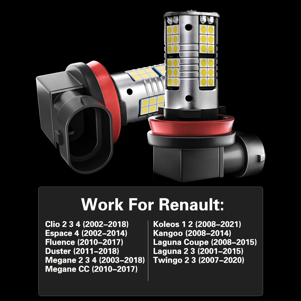 2pcs LED Fog Light Blub H11 H16 Lamp Canbus For Renault Clio 2 3 4 Twingo Espace Fluence Duster Megane CC Koleos 1 Laguna |