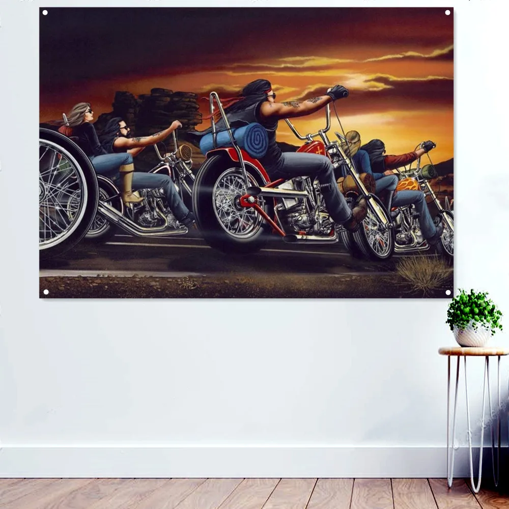 

Ghost Motorcycle Rider Poster Print Art Painting Wall Decor Tapestry Banner Wall Hanging Flag Great Gift for Motorcycle Lovers