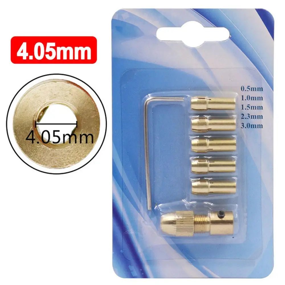 

7pc 2.35 3.17 4.05 5.05mm Brass Copper Drill Folder Drill Chucks Adapter Motor Shaft Hand Drill PCB Circuit Board Power Tool