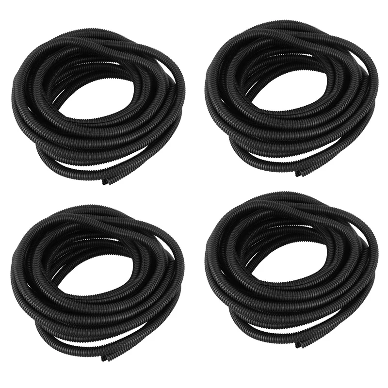 

4X 25 Ft Split Wire Loom Conduit Polyethylene Tubing Black Color Sleeve Tube