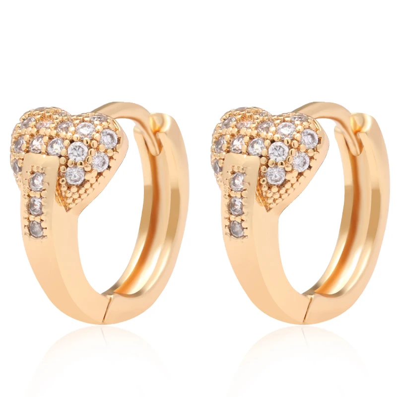 

18k Gold Plated Mini Heart Woman Charm Party Earrings AAA Zircon Inlaid Fashion Trend Wedding Jewelry