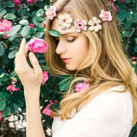 spring bohemian flower crowns beach hawaii floral garland romantic faux rose wedding wreaths new flower headband