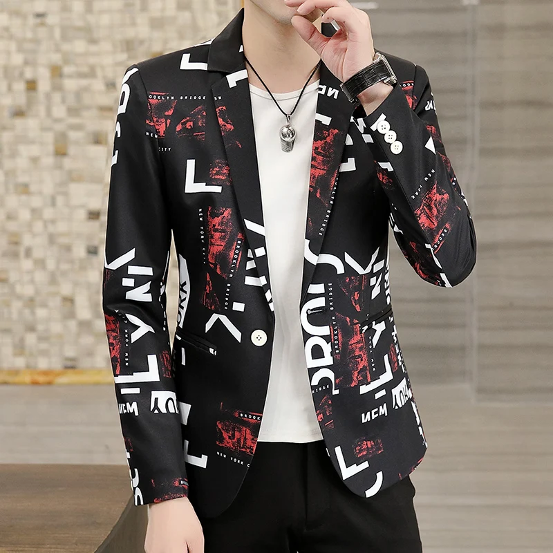 

2022Brand Clothing Men Spring High quality Casual business suit/Male Slim Fit Letter Printing Suit Jackets/ManDress Blazers Coat