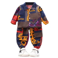 fashion toddler kid clothing retro shirt boy set childrens turn down collar child set clothing for boys cotton babi clothes