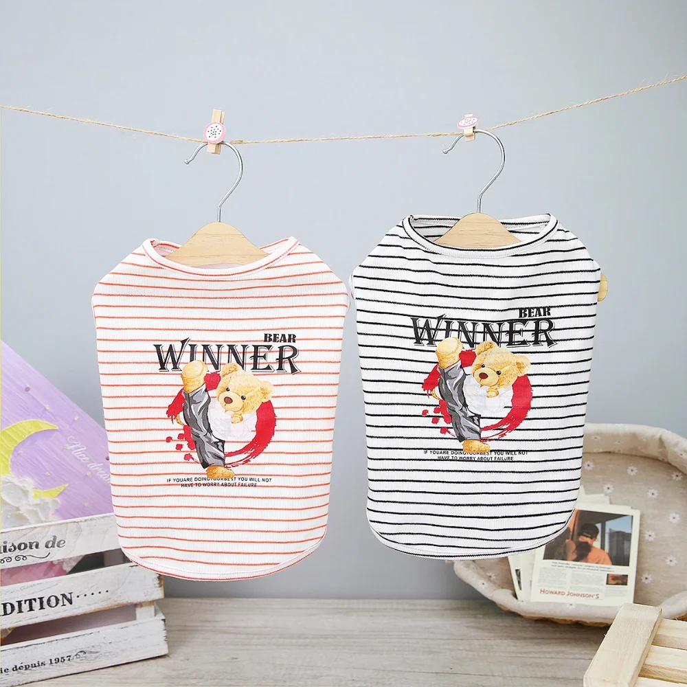 

Pet Clothes Summer Spring Pet Fashion Cartoon Vest Small Dog Cute Stripe Pullover Puppy Sweet Pajamas Chihuahua Poodle Maltese