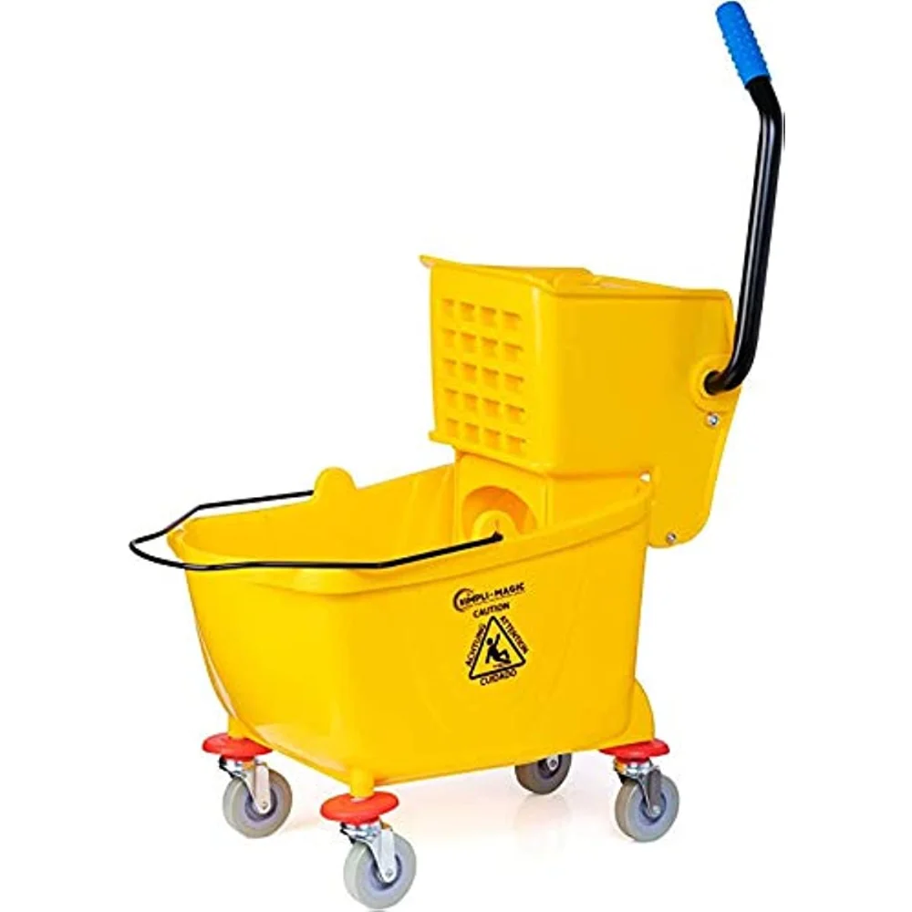 

79358 Commercial Mop Bucket with Side Press Wringer, 26 Quart, Yellow