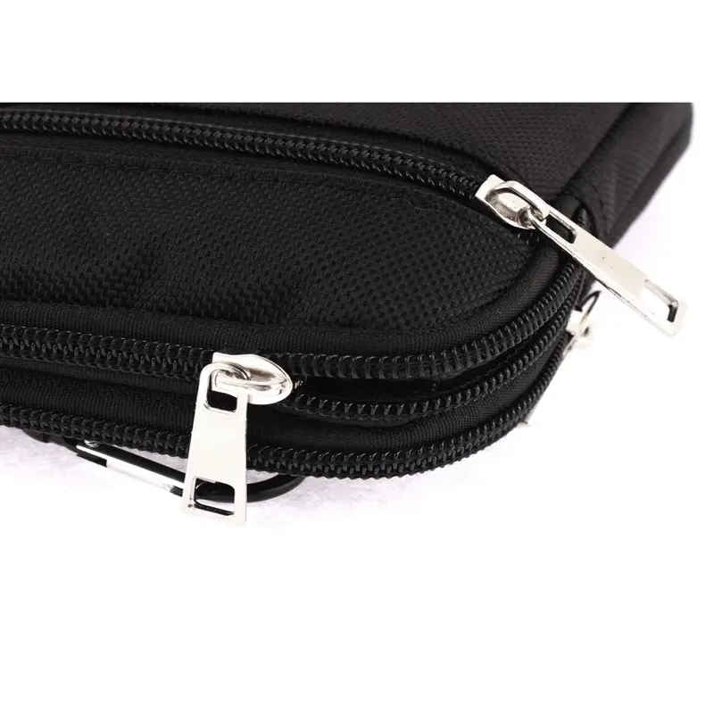 Men's Zippered Coin Phone Cards Holder Waist Belt Pack Bag Wallet Black