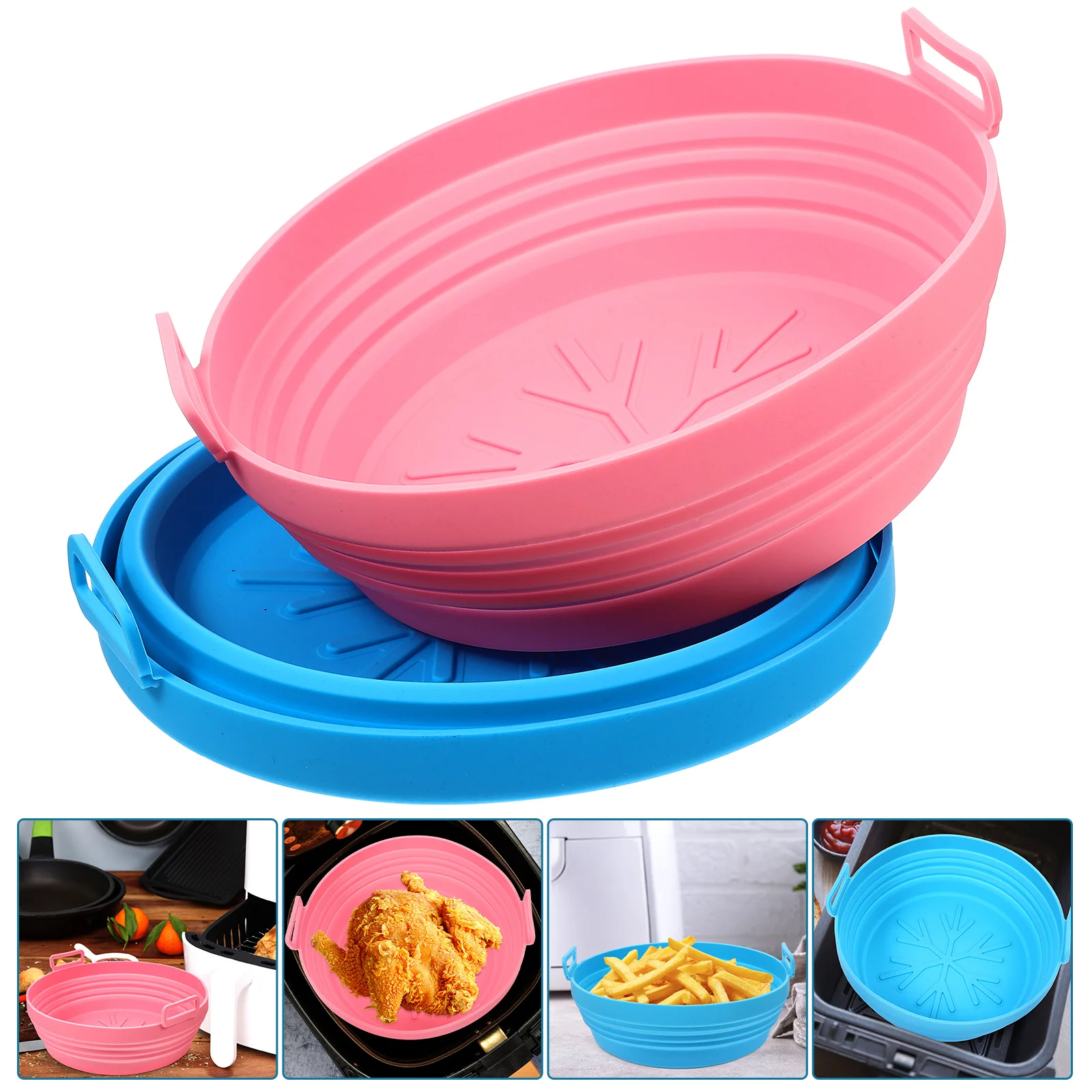 

2Pcs Foldable Fryer Mat Air Fryer Silicone Liners Reusable Air Fryer Silicone Pot Air Fryer Basket