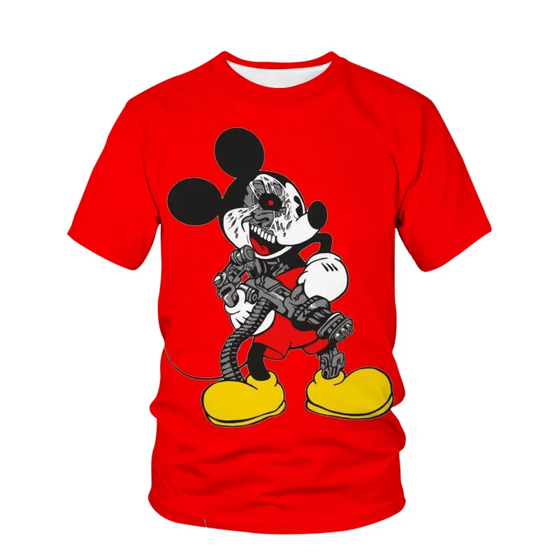 Disney Summer Funny Mickey Mouse Print Men T-shirt Men's Loose Short Sleeve Summer Men T-shirt Women Men Clothing
