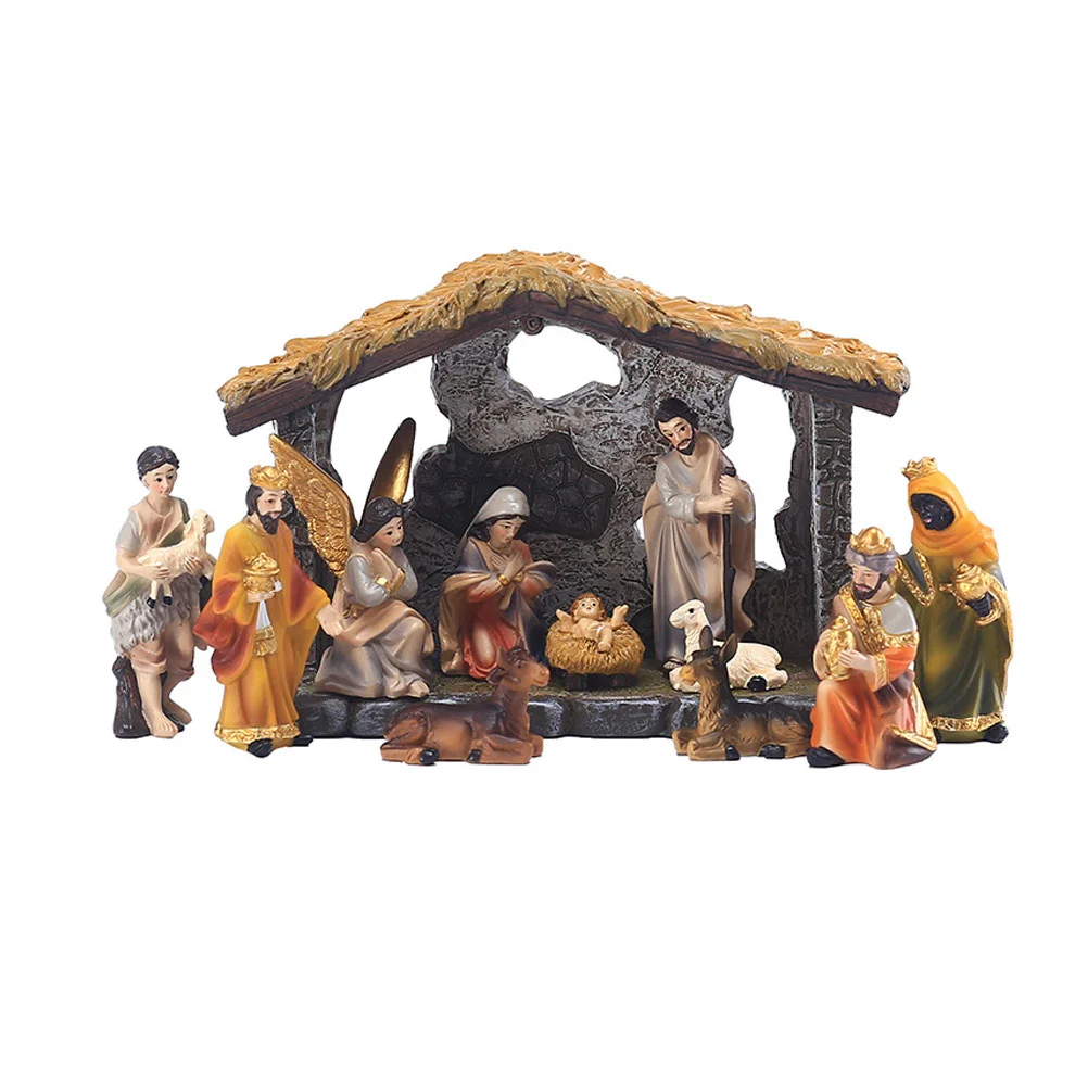 

Nativity Statue Figurines Christmas Scene Figurine Jesus Resin Set Holy Family Church Religious Decorations Decor Christ Desktop