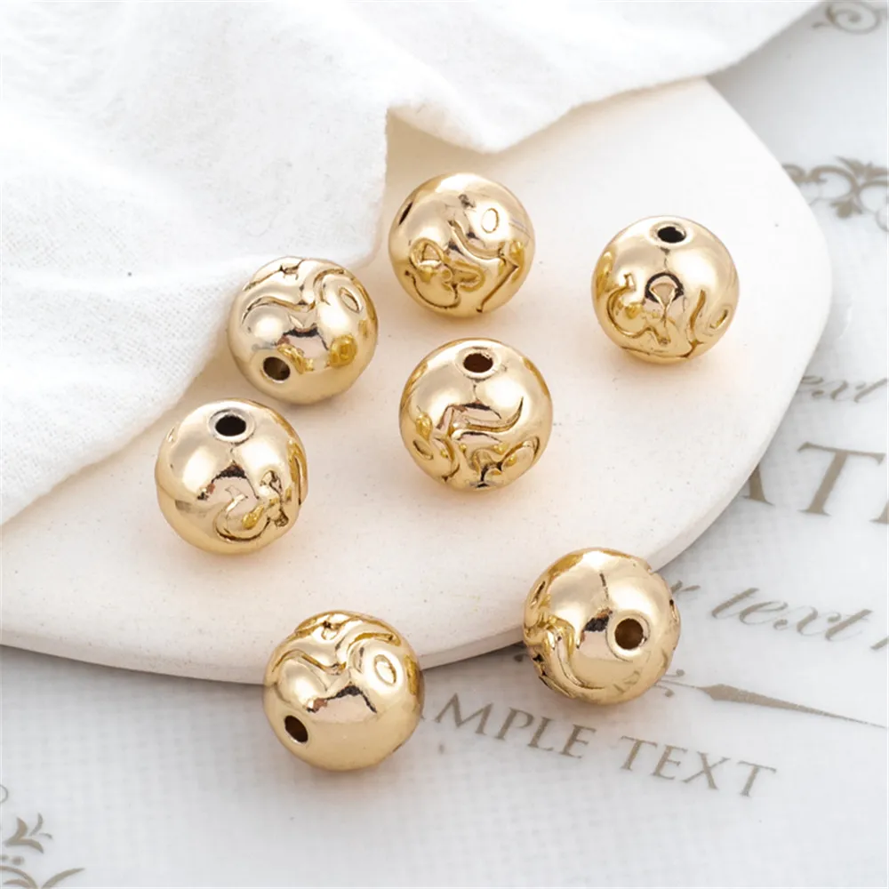

14K dumb gold through hole 11mm Wukong round bead loose bead diy bracelet necklace handmade bead accessories