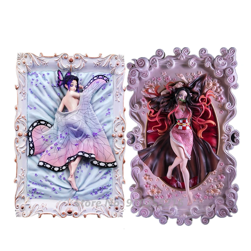 

33CM Kimetsu No Yaiba Demon Slayer Kamado Nezuko Kochou Shinobu Photo frame Action Figure PVC Model Toys Collection Doll Gift #1