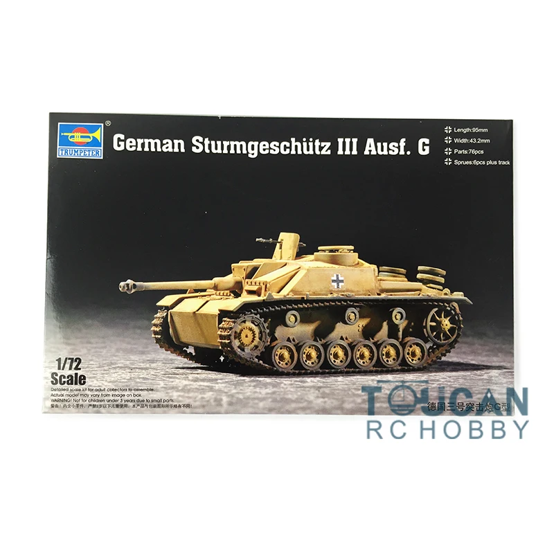 

US Stock Trumpeter 07260 1/72 Sturmgeschutz III Ausf. G Model Assault Gun Kit Tank Car Toys Model for Collecting TH07154-SMT7