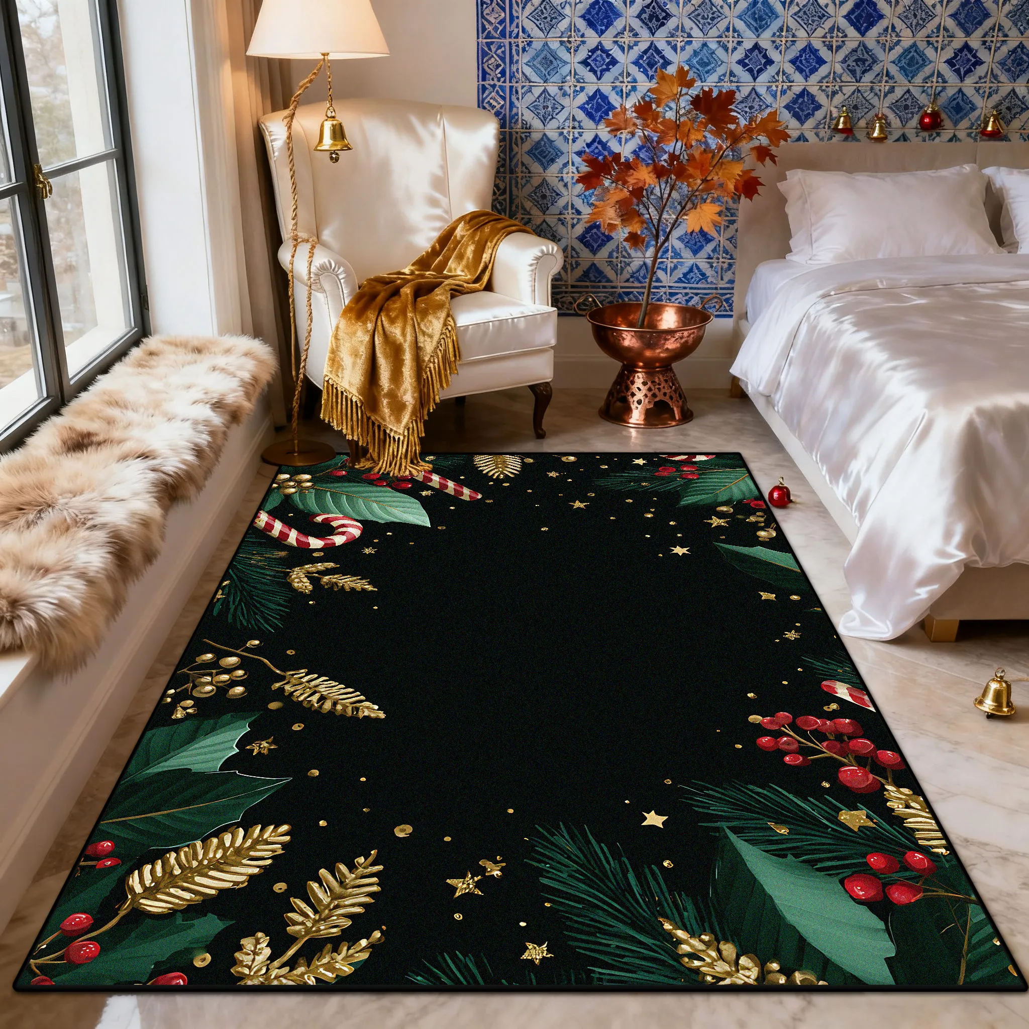 

Короткий велюровый ковёр для спальни, 100% полиэстер