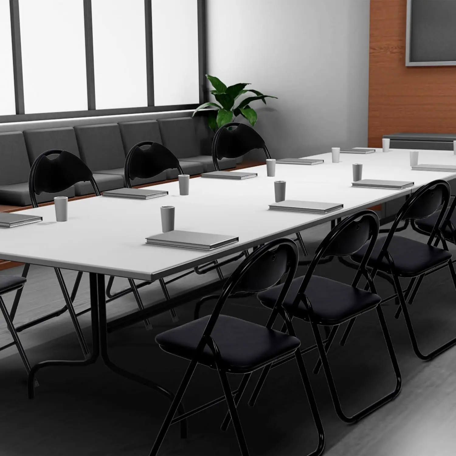 Складные стулья с мягкими сидениями, черные металлические складные ...