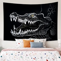 crocodile head pattern black white printed large wall tapestry cheap hippie wall hanging bohemian wall tapestries wall art decor