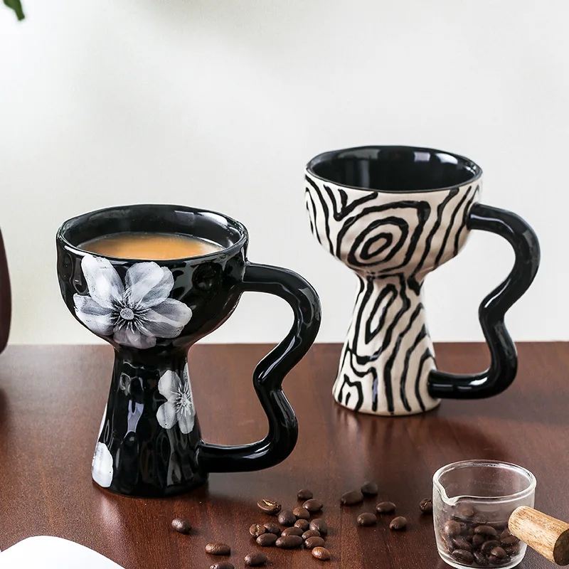 

AD0018 Retro style tall cup office coffee cup ceramic high appearance level handmade creative home outdoor dessert ice cream cup