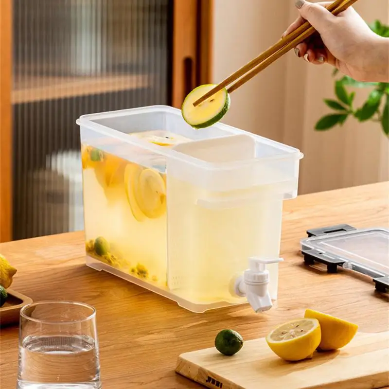 

Food Grade Material Cold Water Jug Faucet Design Summer Refrigerator Drinks Household Drink Pot Large Diameter Summer Use 3.5l