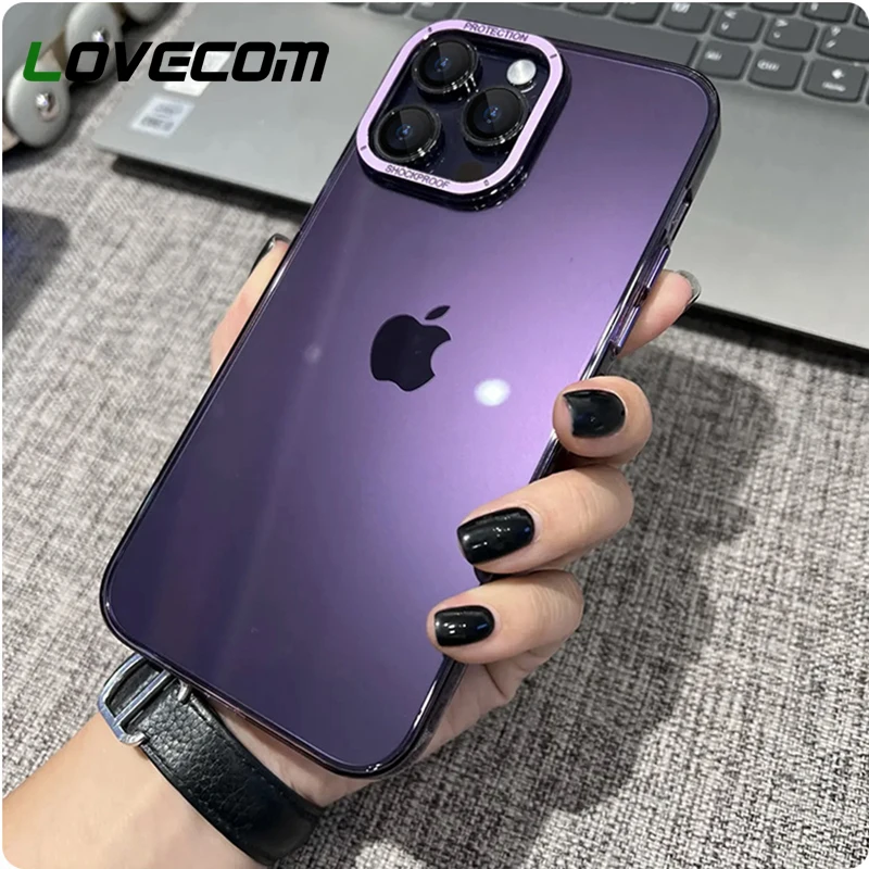 

Ультратонкий Прозрачный чехол для телефона Camra с покрытием для iPhone 14 Pro Max Plus 13 Pro Max, жесткий противоударный чехол из поликарбоната с защитой ...