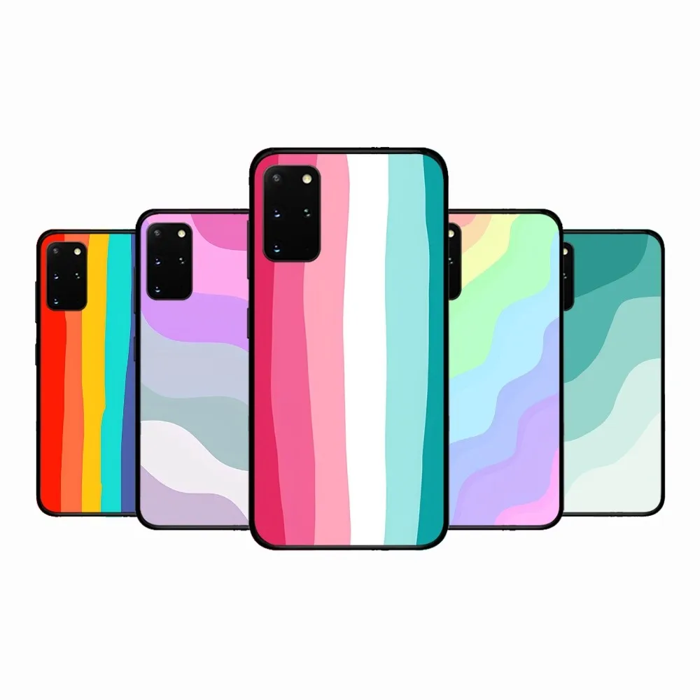 

Colorful Rainbow Stripe Phone Case For Samsung S 9 10 20 21 22 23 30 23plus lite Ultra FE S10lite Fundas