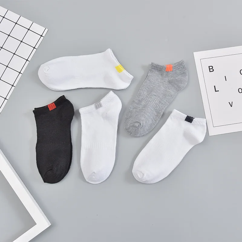 10 Pieces = 5 Pairs/Lot Summer Cotton Man Short Socks Breathable Sport Boat Socks Comfortable Casual Socks Male White Black Gray