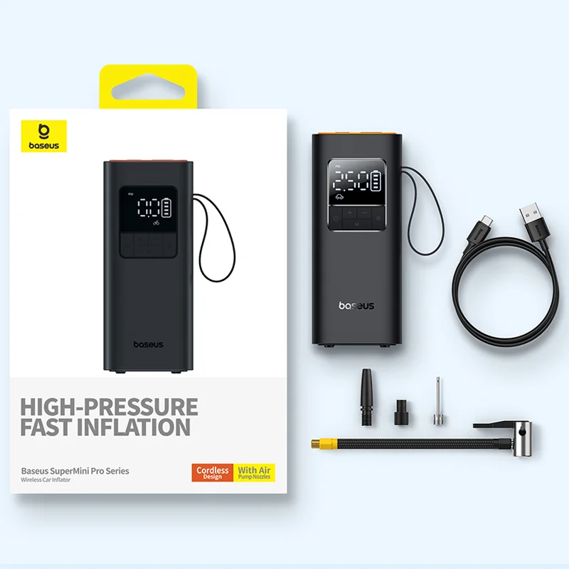 

Воздушный насос Baseus портативный беспроводной автомобильный компрессор для автомобиля велосипеда мотоцикла перезаряжаемый цифровой электрический насос для шин