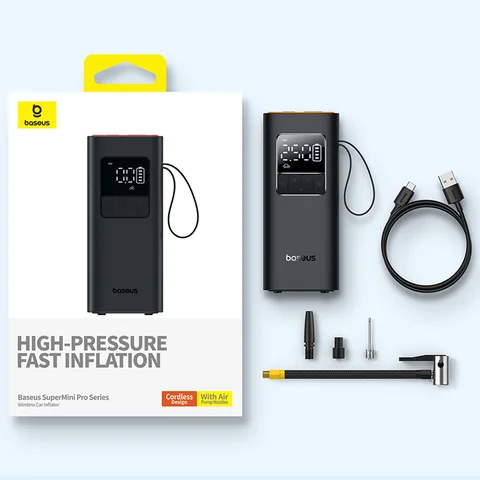 Воздушный насос Baseus портативный беспроводной автомобильный компрессор для автомобиля велосипеда мотоцикла перезаряжаемый цифровой электрический насос для шин