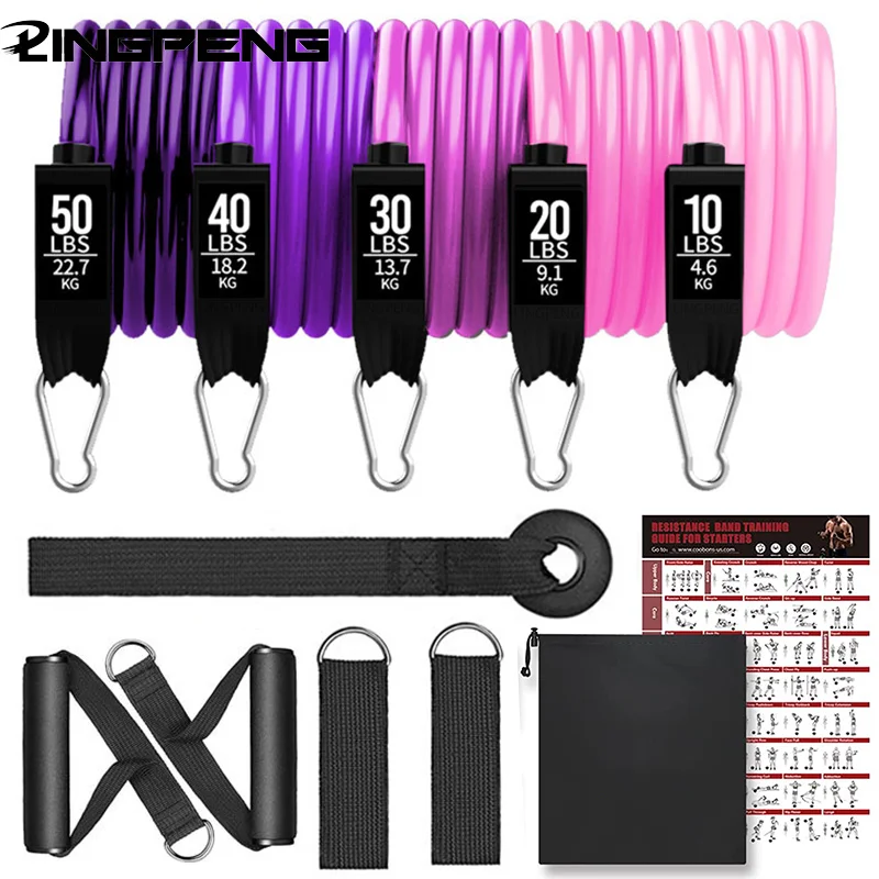 

Fitness Resistance BandsSet 200Lbs Workout Bands 11 PiecePull Rope Pilates Yoga Workout Expander Home Bodybuilding Gym Equipment