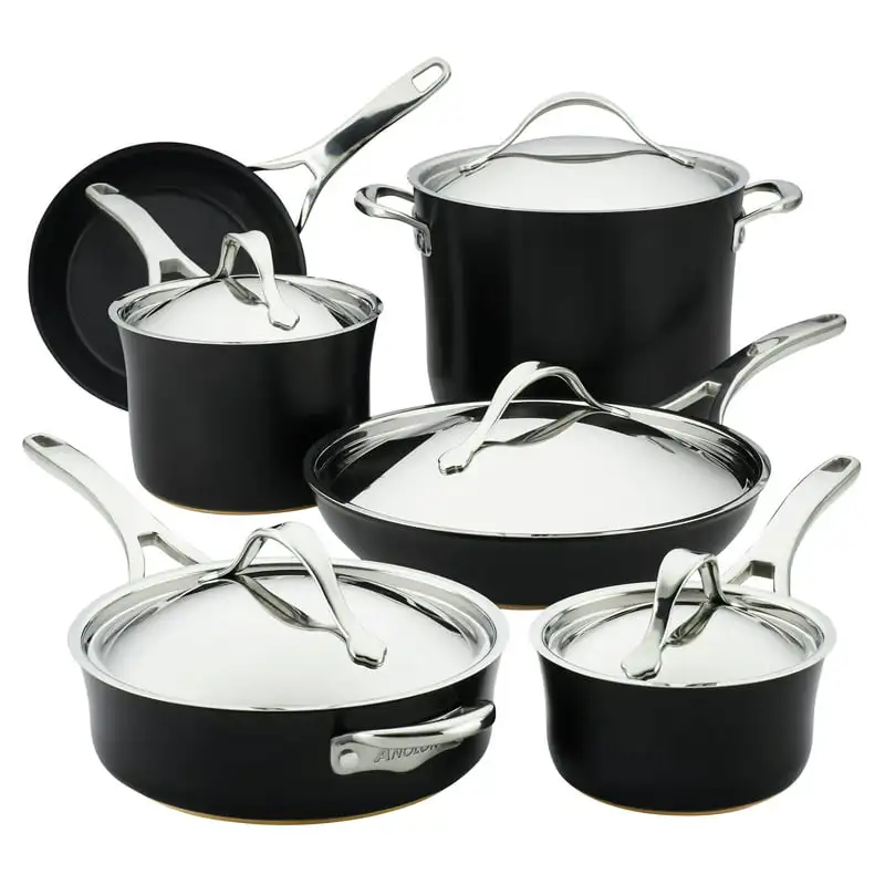 

Nouvelle Copper Luxe Hard-Anodized Nonstick Cookware Set, 11-Piece, Onyx